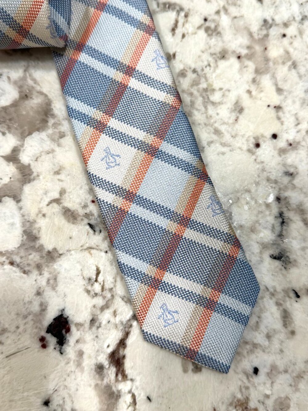 An Original Penguin Blue/Orange/Cream Slim 100% Silk Tie